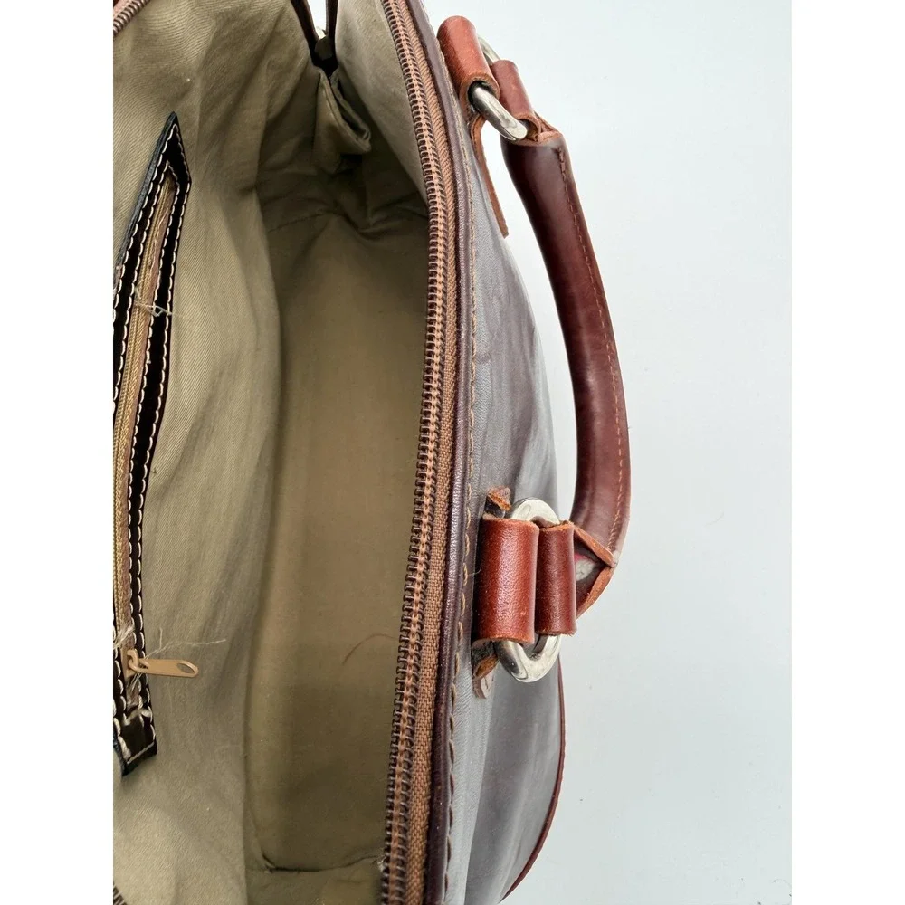 Vera Pelle Satchel Bag Womens Medium‎ Brown Leather Made In Italy Purse